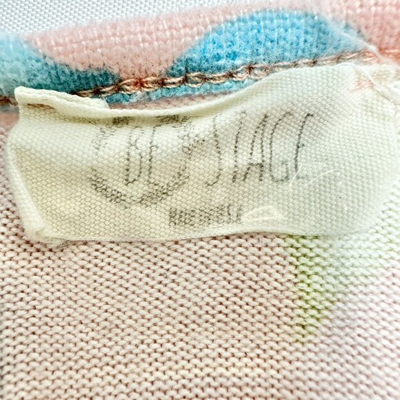 BE Stage Tunic Top Womens XL Floral Print Pink Blue Long Sleeve Ruffled Hem - Picture 6 of 8